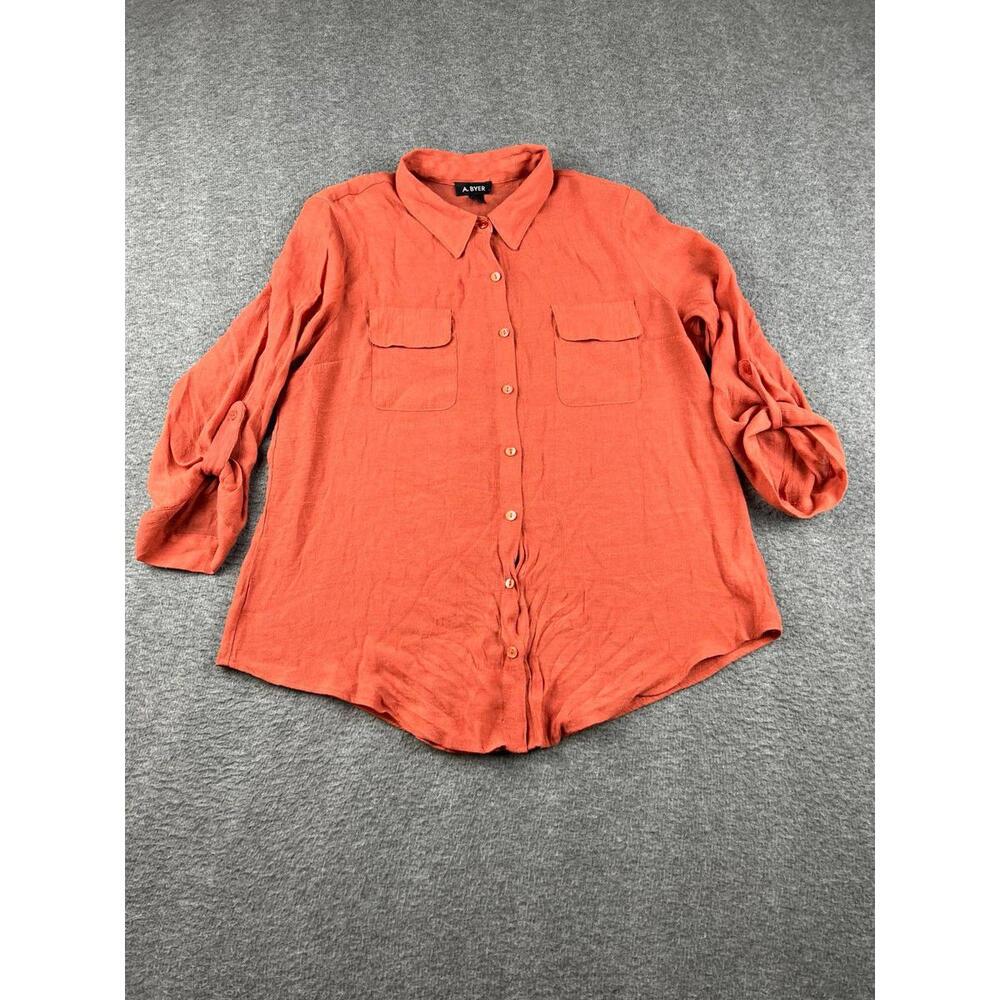 A. BYER Women's Button-Up Long Sleeve‎ Blouse Size XL